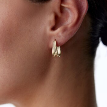 Çizgili Ters Üçgen Küpe - Rayna