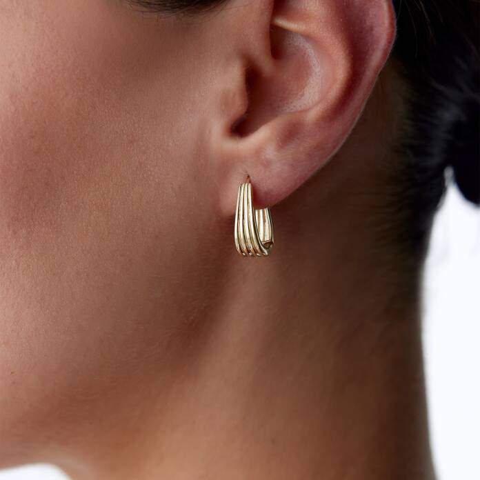 Çizgili Ters Üçgen Küpe - 1