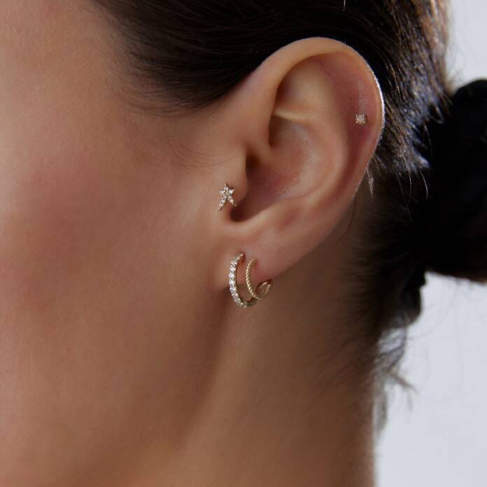 Cleat Taş ve Burgulu Halka Küpe - 1