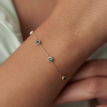 Çok Taşlı Sıvama Yeşil Bileklik - Cemart (1)