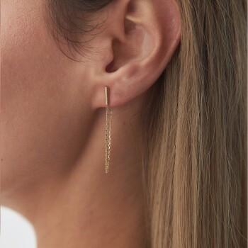 Çubuklu Zincir Sallantılı Küpe - Alen