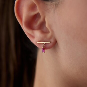 Curve Vidalı Damla Sallantı Küpe - Garo