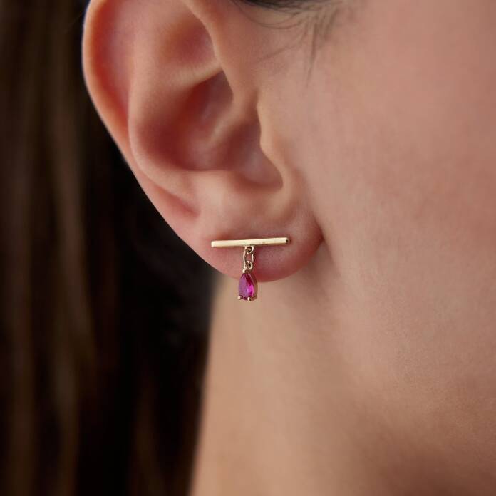 Curve Vidalı Damla Sallantı Küpe - 1