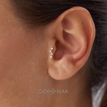 Dalga Model Dört Taş Tragus Piercing - Alen (1)