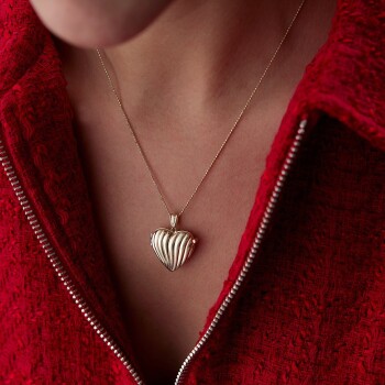 Dalgalı Kalp Kapaklı Kolye - Ador (1)