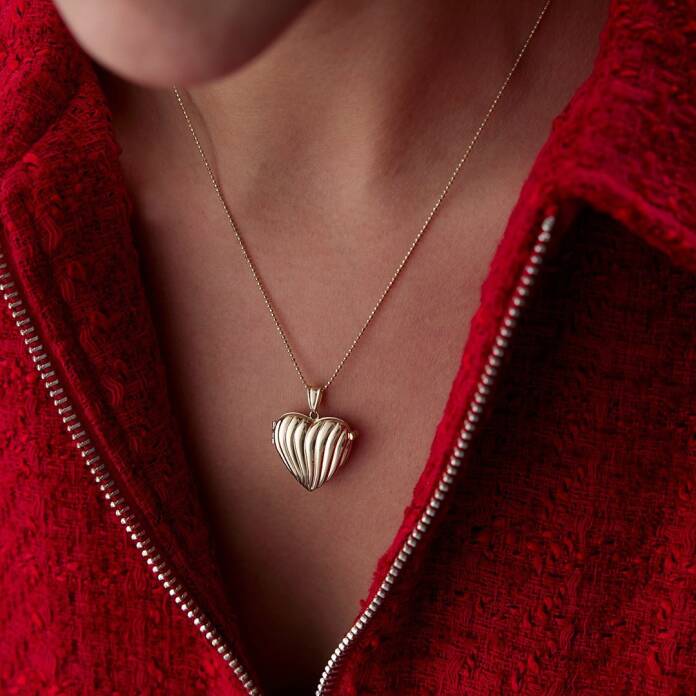 Dalgalı Kalp Kapaklı Kolye - 2