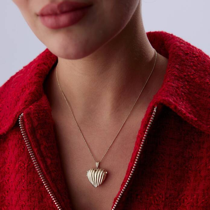 Dalgalı Kalp Kapaklı Kolye - 3