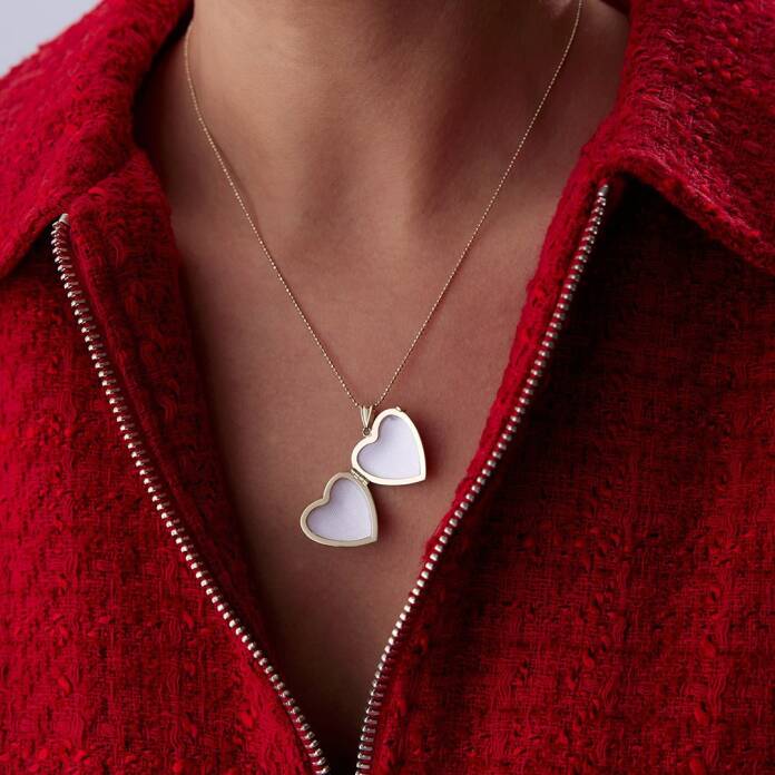 Dalgalı Kalp Kapaklı Kolye - 4