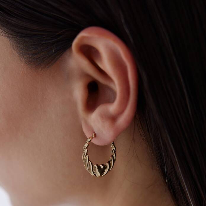 Dalgalı Kalp Model Halka Küpe - 1