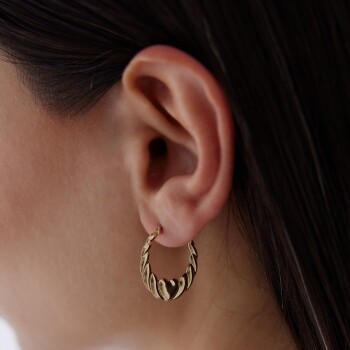 Dalgalı Kalp Model Halka Küpe - Dilmener