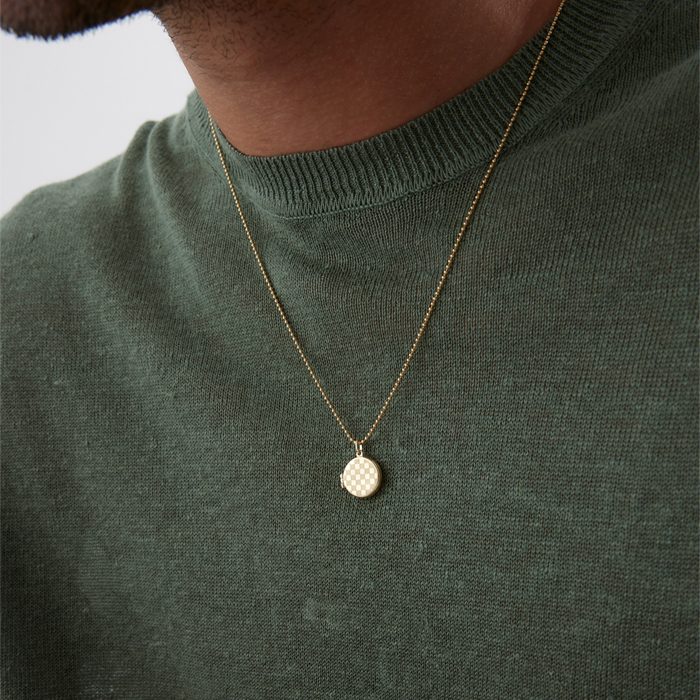 Damalı Yuvarlak Kapaklı Erkek Kolye - 4