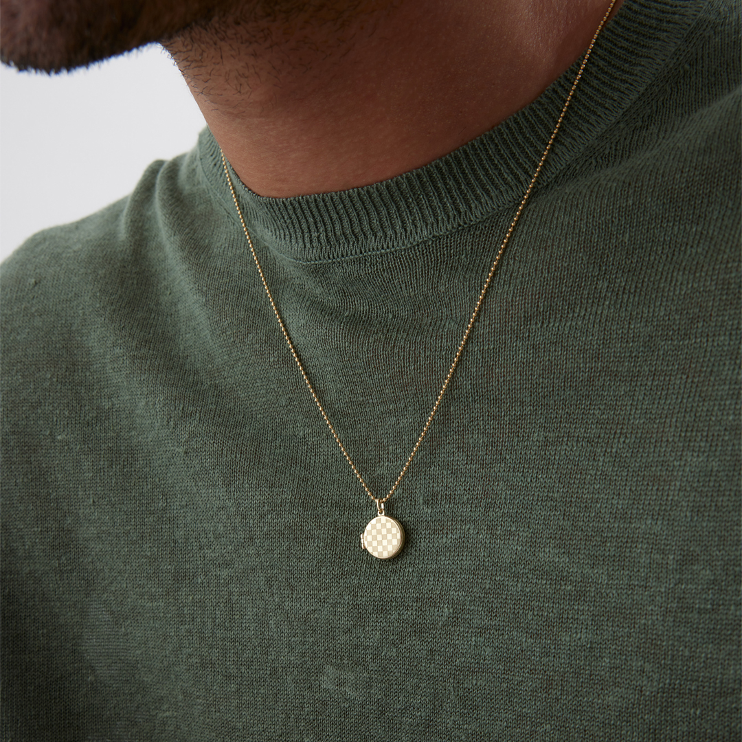 Damalı Yuvarlak Kapaklı Erkek Kolye - 4