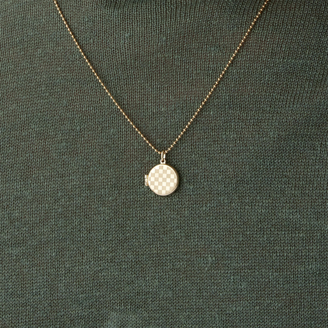 Damalı Yuvarlak Kapaklı Erkek Kolye - 2