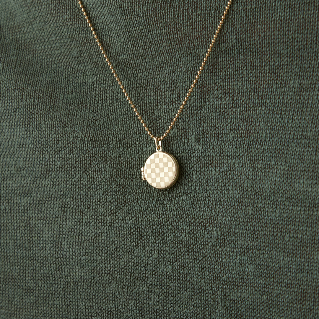 Damalı Yuvarlak Kapaklı Erkek Kolye - 1