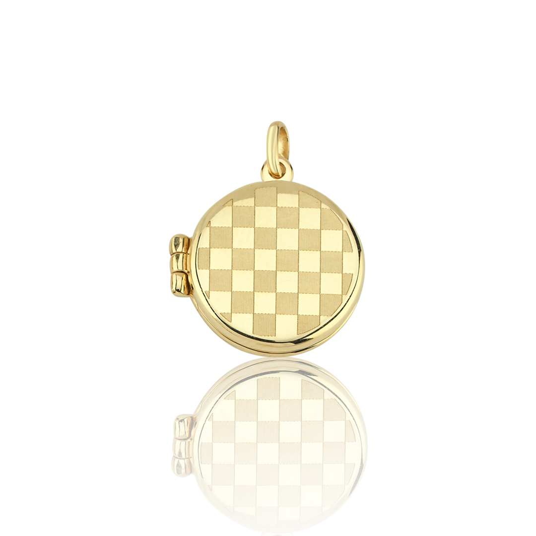 Damalı Yuvarlak Kapaklı Kolye Ucu - 1