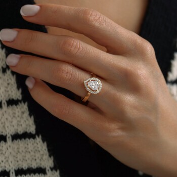 Damla Çerçeve Taşlı Tektaş Yüzük - Oragold Orhan (1)