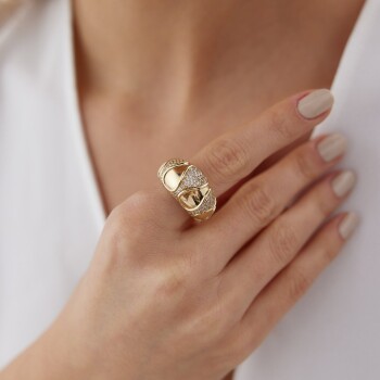 Damla Desenli Taşlı Bold Yüzük - Ali Altınbas (1)