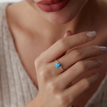 Damla Firuze Taşlı Yüzük - 1