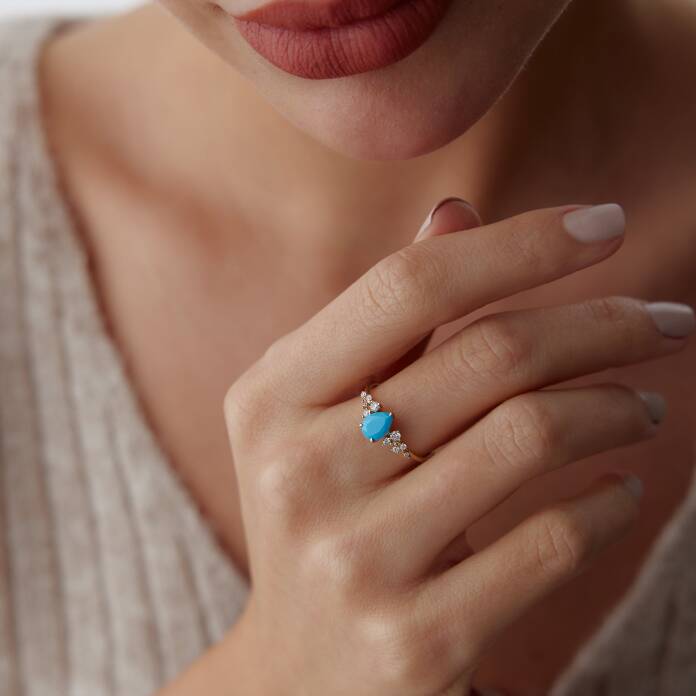 Damla Firuze Taşlı Yüzük - 1