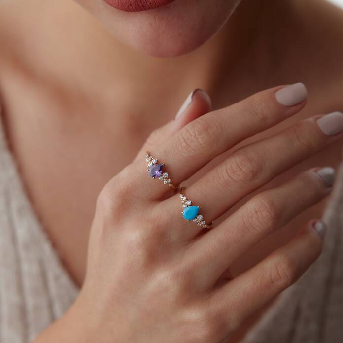 Damla Firuze Taşlı Yüzük - 2