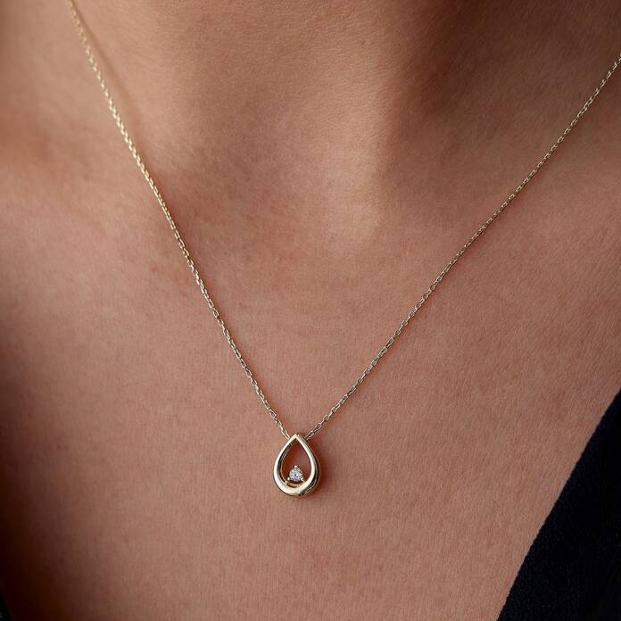 Damla İçinde Tektaş Kolye - 1