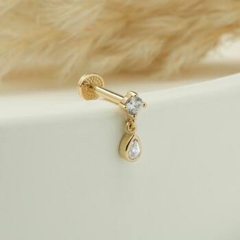 Damla Taş Sallantılı Minimal Tragus Piercing - 3