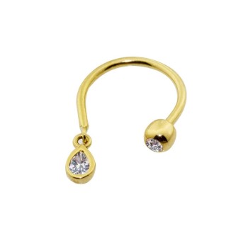 Damla Taş Sallantılı Minimal Yarım Halka Piercing - Dianora
