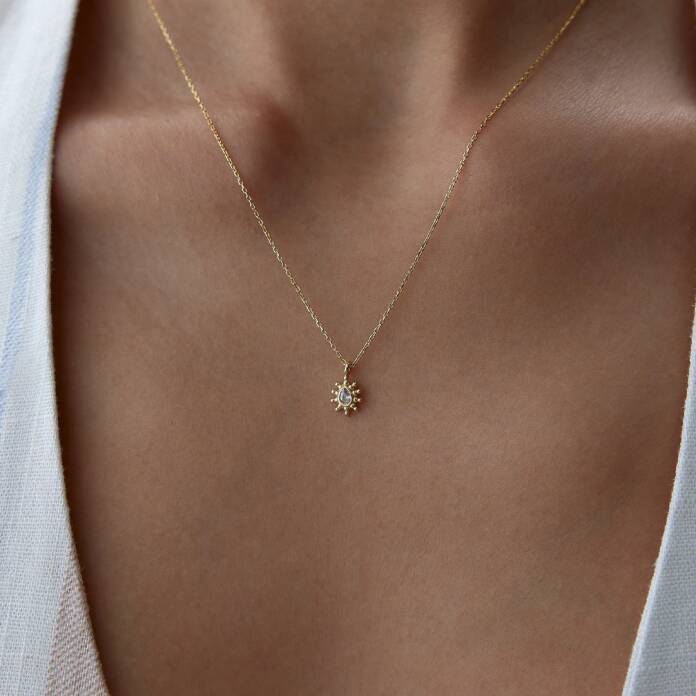 Damla Taşlı Ball Kolye - 1