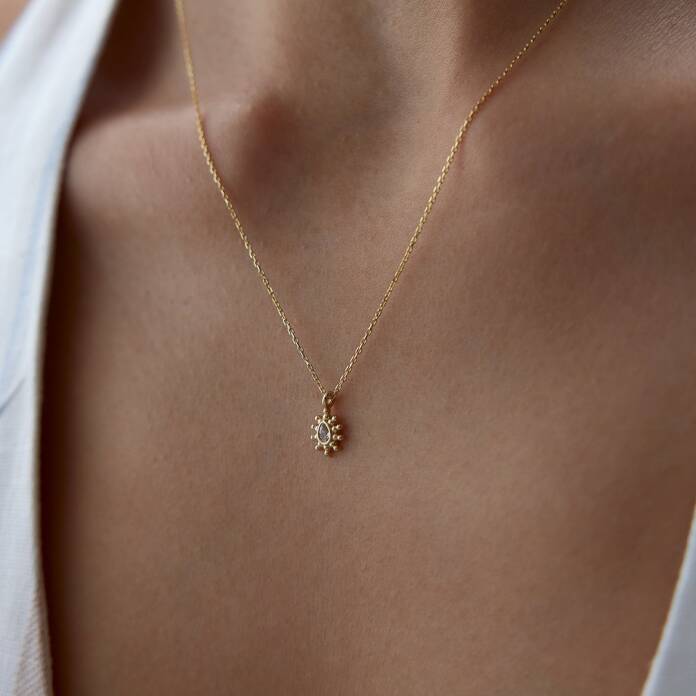 Damla Taşlı Ball Kolye - 2