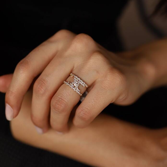 Damla Taşlı İki Sıra Yüzük - 1