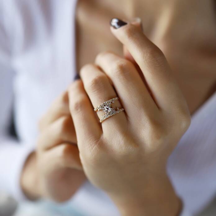 Damla Taşlı İki Sıra Yüzük - 3