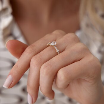 Damla Taşlı Lotus Yüzük - 3