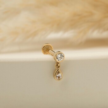 Damla Taşlı Sallantılı Minimal Tragus Piercing - 3