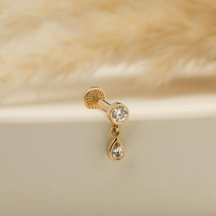 Damla Taşlı Sallantılı Minimal Tragus Piercing - 3
