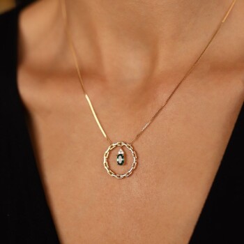 Dark Green Zincir Halka Kolye - Rayna