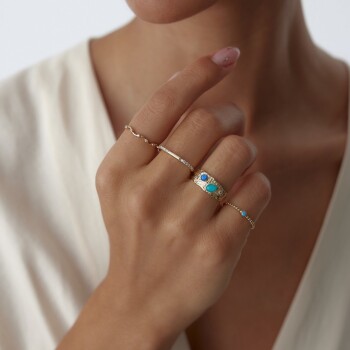 Defin Renkli Taşlı Yüzük - 4