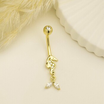 Deniz Atı Motifli Balık Kuyruğu Sallantılı Göbek Piercing - Dianora (1)