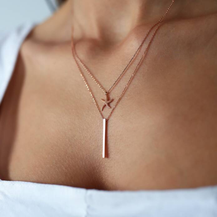 Deniz Yıldızı Çubuklu İkili Kolye - 1