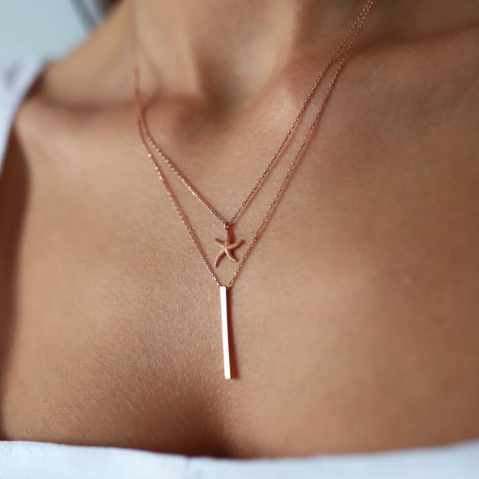 Deniz Yıldızı Çubuklu İkili Kolye - 2