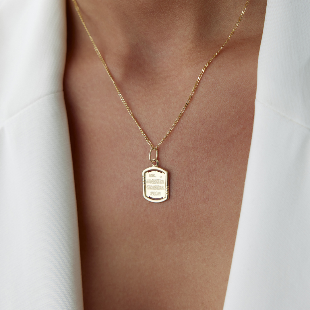 Dikdörgen Plaka Dua Kolye - 1