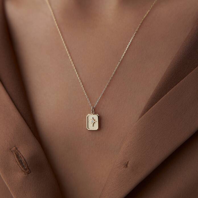 Dikdörtgen Form Kutup Yıldızı Kolye - 1