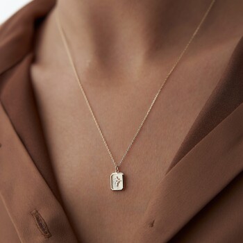 Dikdörtgen Form Kutup Yıldızı Kolye - Rayna (1)