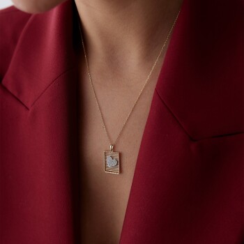 Dikdörtgen Izgara Kalp Kolye - Rayna (1)