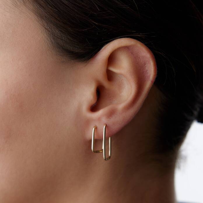 Dikdörtgen Large Slim Ataç Küpe - 2