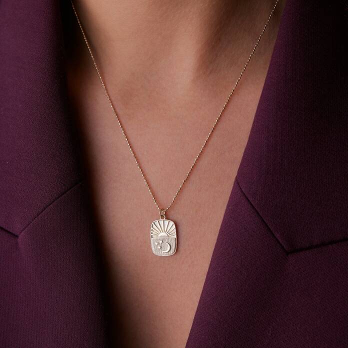 Dikdörtgen Plaka Gündüz Gece Kolye - 1