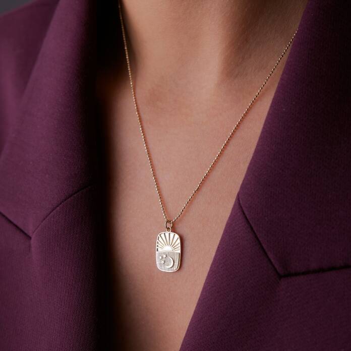 Dikdörtgen Plaka Gündüz Gece Kolye - 3