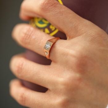 Dikdörtgen Plaka Kutup Yıldızı Yüzük - Rayna (1)