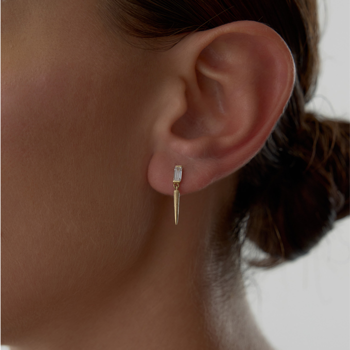 Dikdörtgen Taşlı Keskin Küpe - 1