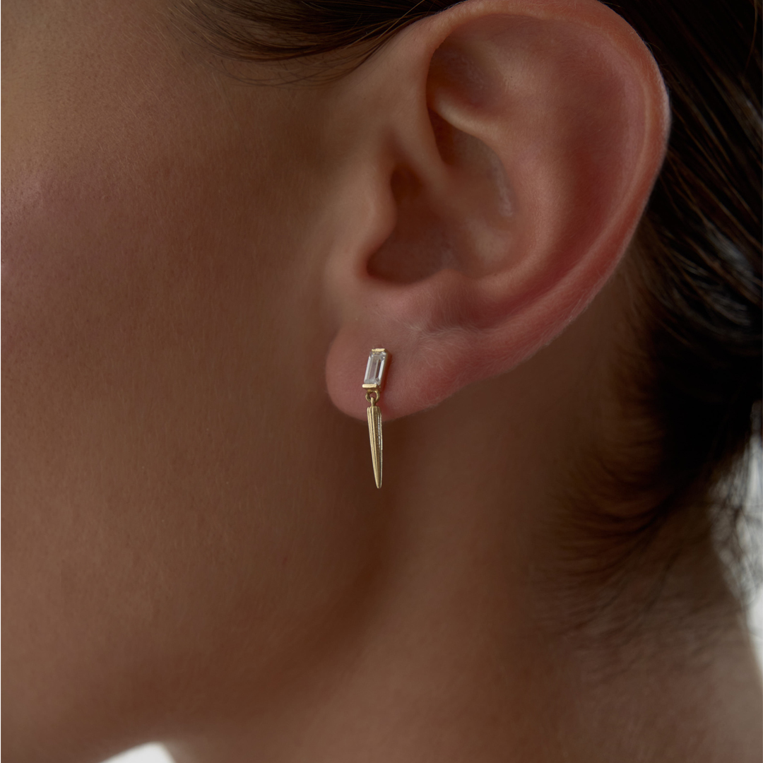 Dikdörtgen Taşlı Keskin Küpe - 2