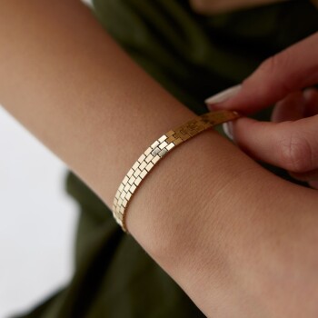 Dikdörtgen Üç Sıra Sade Bileklik - Özer (1)